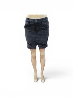 Wild Fable Denim Distressed Black Mini Skirt Sz 2